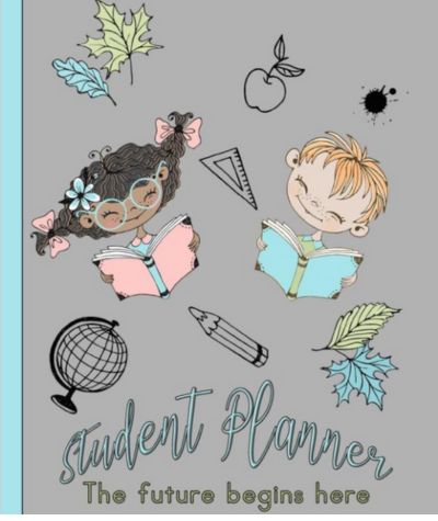 Student planner diary front cover with boy and girl